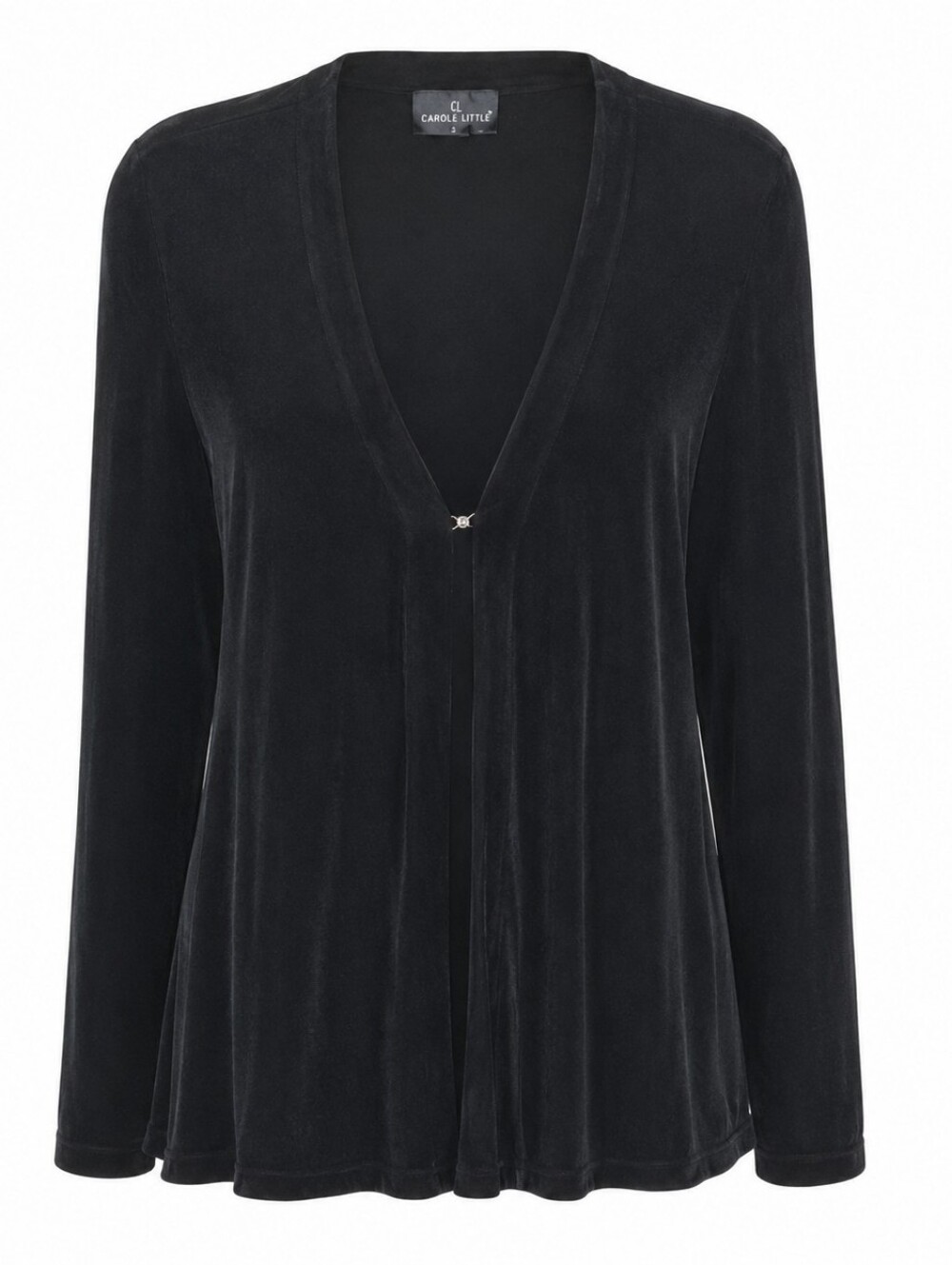 Carole Little Black Stretch Jacket Travel Wrinkle Free Size M